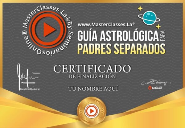 Certificado, masterclass guía astrológica para padres separados